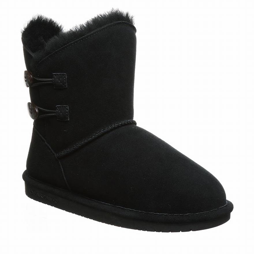 Bearpaw Rosaline Snow Boots UK - Women's Boots Black ||VZFXPA-284||